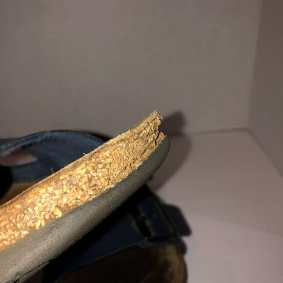 Birkenstock EU 40 Womens 9 Mens 7 Blue Double Straps Arizona Sandals Well Worn - Picture 4 of 11